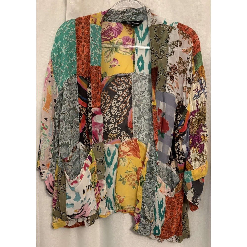 Young Threads Patchwork Kimono Boho Cardigan Mixed Print Floral Size M